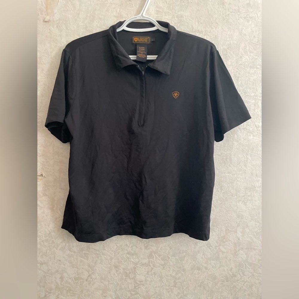 Ariat women's large short sleeve black polo top